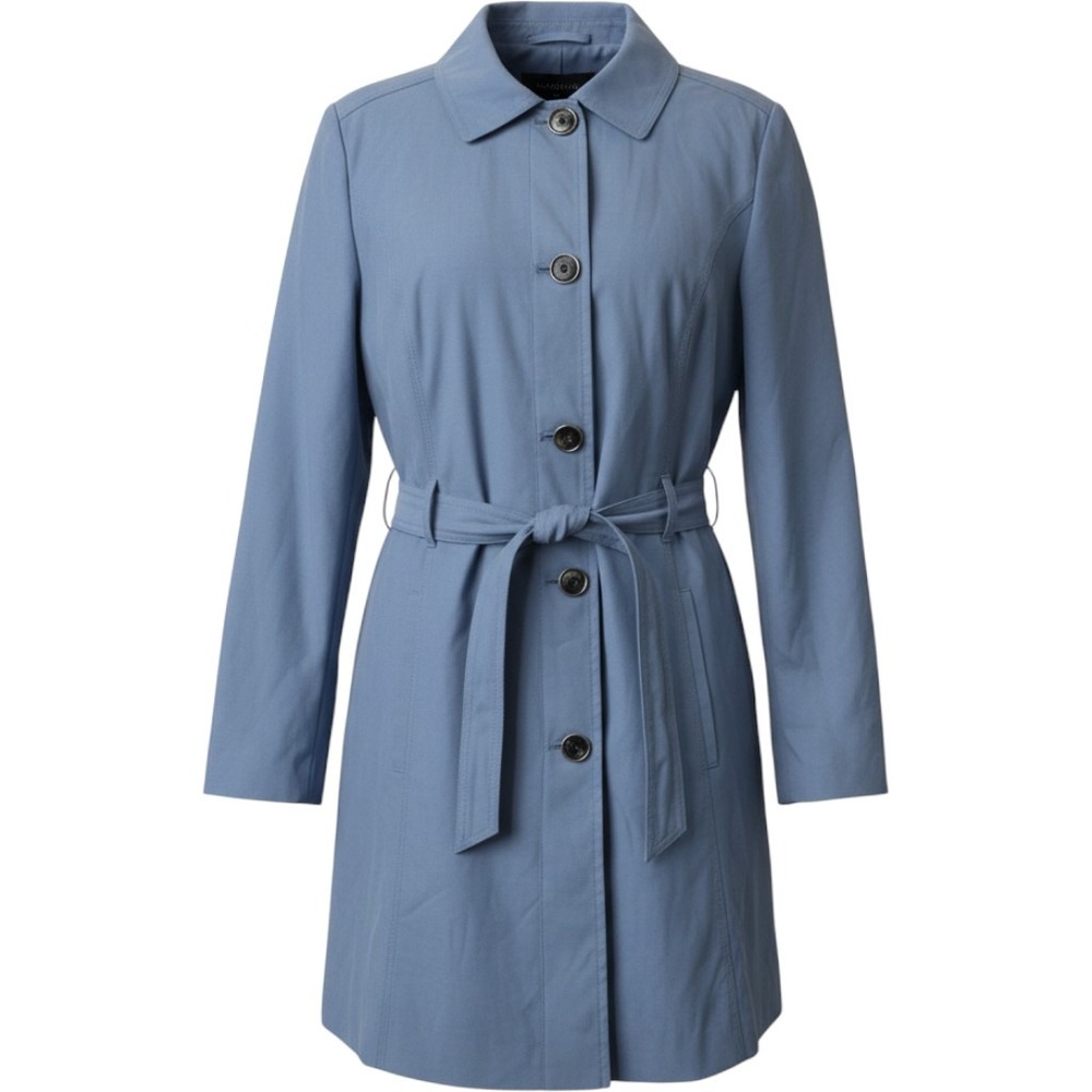 Black Rivet Cornflower Blue Trench Coat Women XL Belted Button Front Jacket